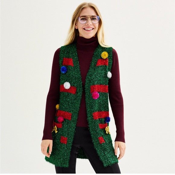 Sleevelesss Tinsel Christmas Sweater - Picture 5 of 6